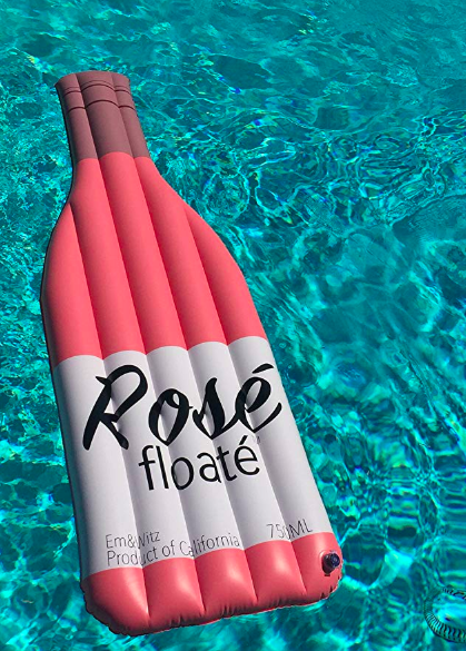 The Rosé wine bottle pool float.