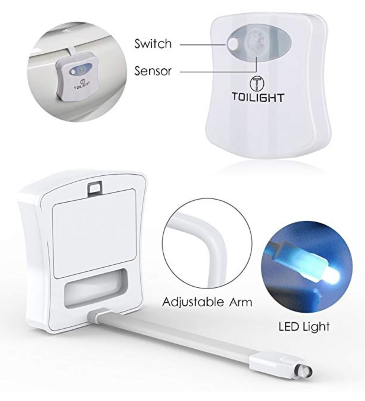 Toilet Night Light, Motion Sensor Activated LED Lamp, Fun 8 Colors