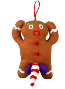 Gingerbread Man with a Candy Cane Penis - funny Christmas tree ornaments