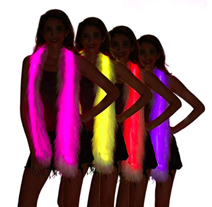 LED Light Up Scarf - Boa Glow Fur Scarf - Useless Things to Buy!