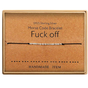 silver morse code bracelet - morse code fuck off bracelet